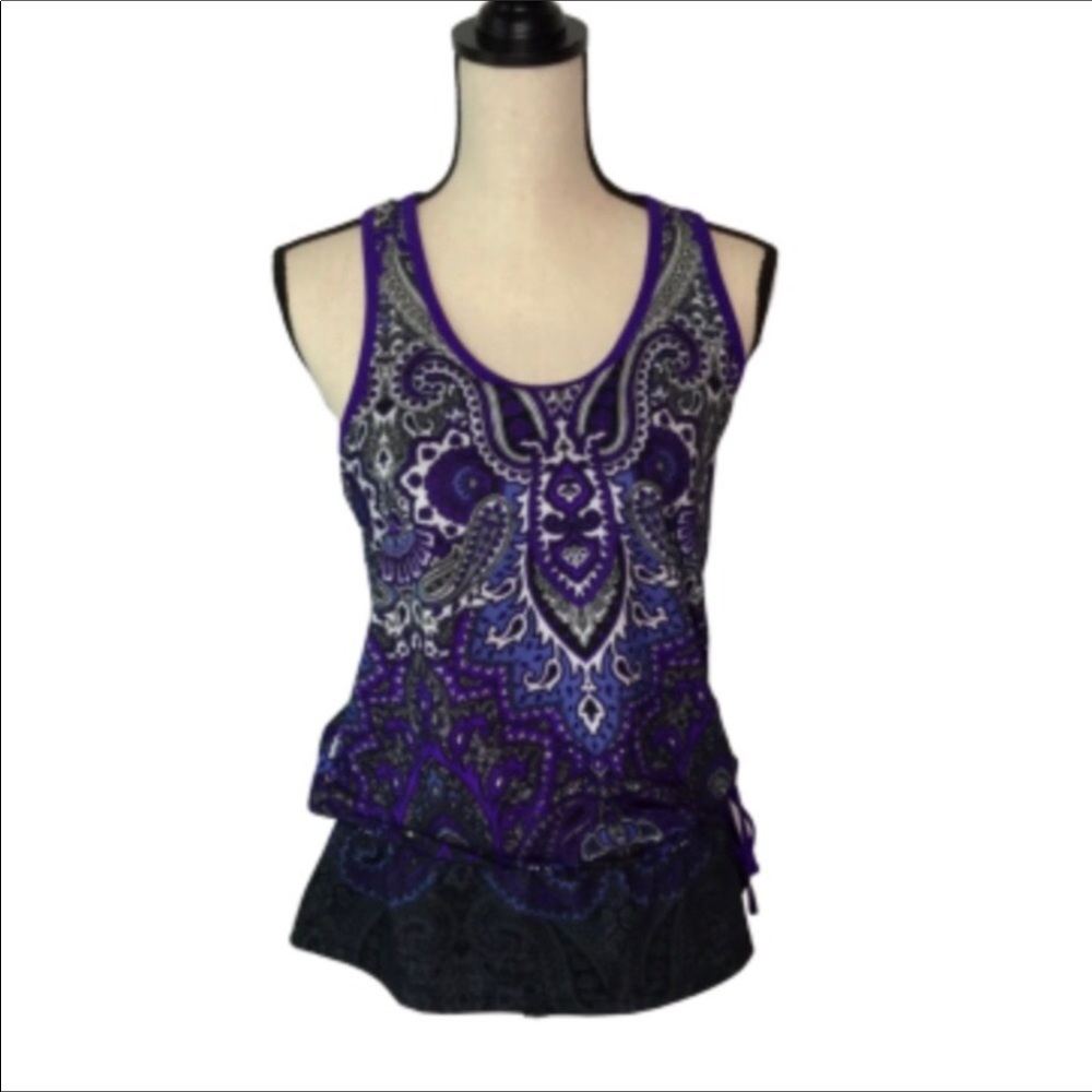 Athleta Purple Racerback Tic Tac Toe Yoga Tank Medium